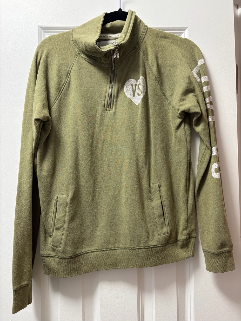 Victoria's Secret Olive Green Quarter-Zip Fleece Pullover